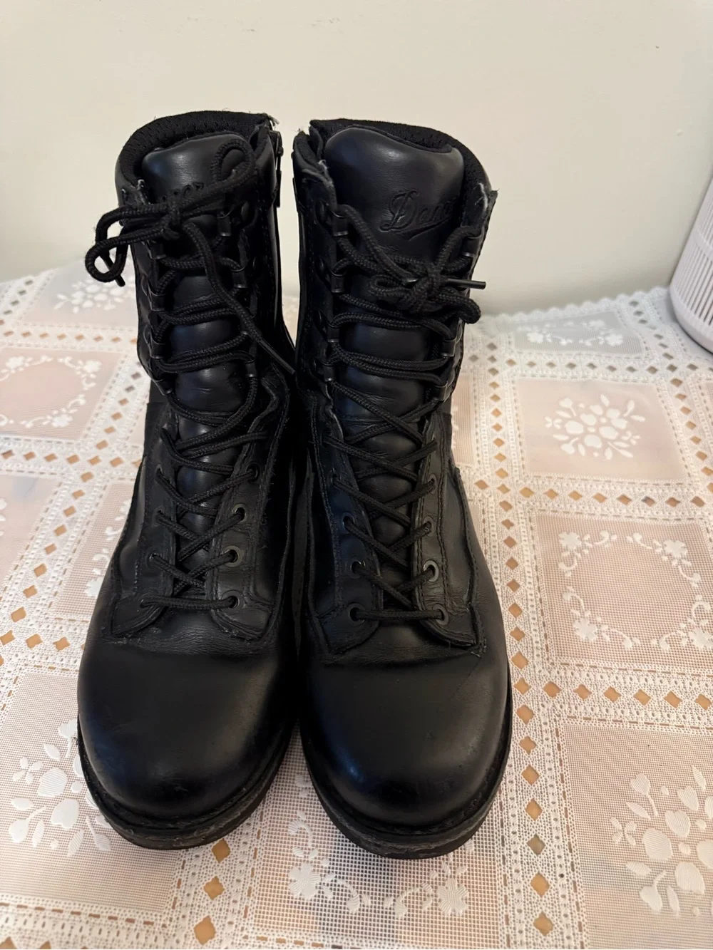 Danner Women's Black Leather Lace-Up Combat Boots